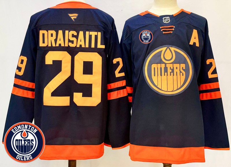 Men Edmonton Oilers #29 Draisaitl Black Fanatics 2025 NHL Jersey style 1